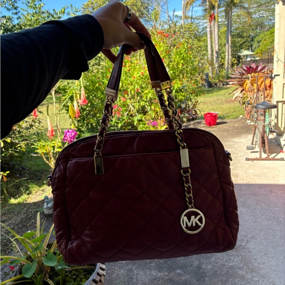 Michael Kors Dark Red Quilted Shoulder Bag - Picture 1 of 5